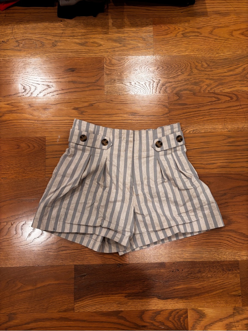 Striped High-Waist Women’s Shorts - Blue & White